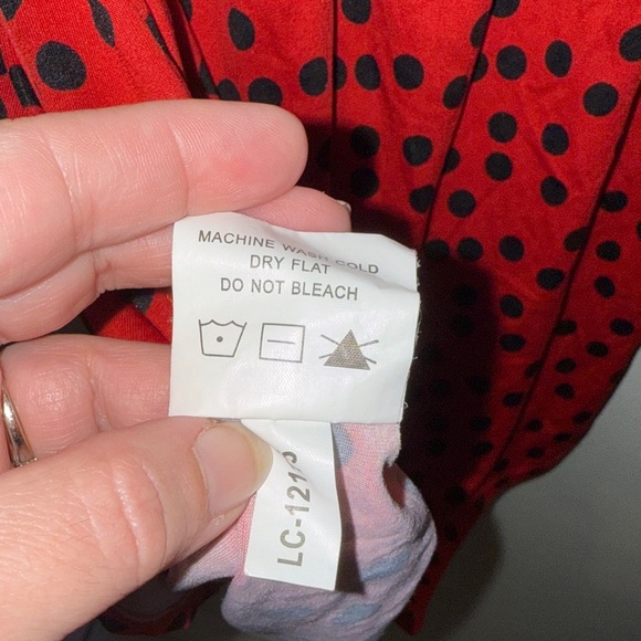 Mud Pie Drew Wrap Women’s Long Sleeve Midi Dress Dots Size Medium Red and Black - Picture 13 of 14